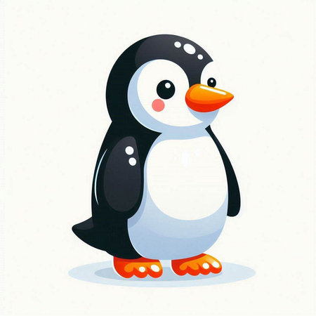 Cute penguin isolated on a white background. Vector illustration.のイラスト素材