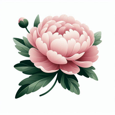 Beautiful pink peony flower isolated on white background. Vector illustration.のイラスト素材