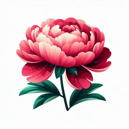 Beautiful pink peony isolated on white background. Vector illustration.のイラスト素材