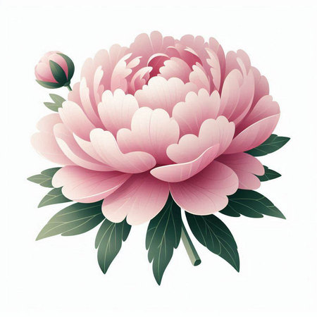Peony flower isolated on white background. Hand drawn vector illustration.のイラスト素材