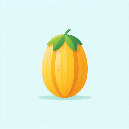 Illustration of a ripe melon on a blue background, vector illustrationのイラスト素材