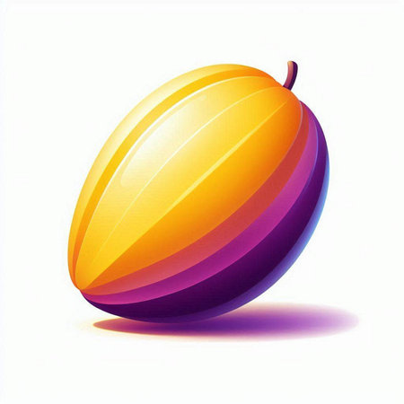 Illustration of a yellow and purple plums on a white backgroundのイラスト素材