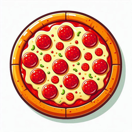 Pepperoni pizza isolated on a white background. Vector illustration.のイラスト素材