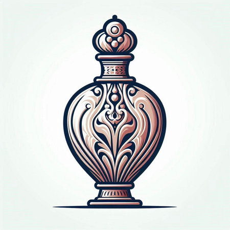 Perfume bottle with ornament. Vector illustration in vintage style.のイラスト素材