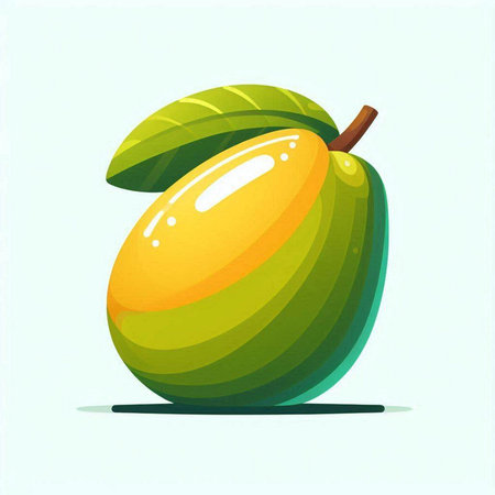 Mango fruit isolated on white background. Vector illustration in cartoon style.のイラスト素材