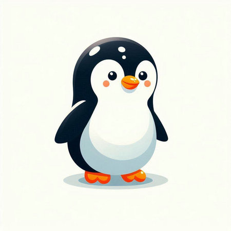 Cute cartoon penguin on a white background. Vector illustration.のイラスト素材