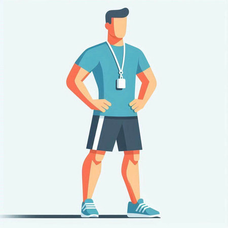 Sportive man in sportswear. Vector illustration in flat styleのイラスト素材