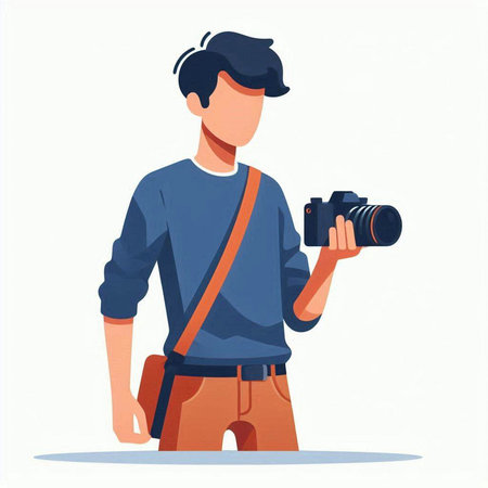 Photographer with a camera. Vector illustration in a flat style.のイラスト素材