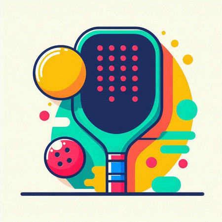 Tennis racket and ball. Vector illustration in trendy flat style.のイラスト素材