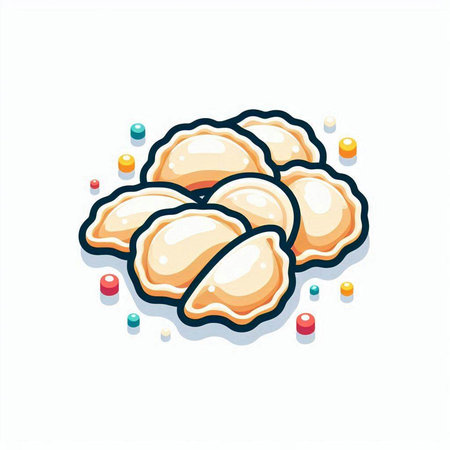 Illustration of dumplings on white background. Vector illustration.のイラスト素材