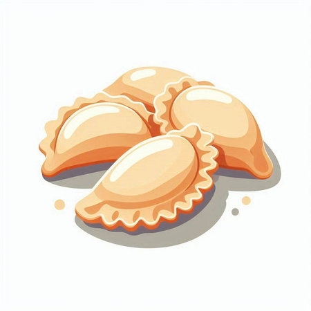 Illustration of dumplings on white background. Vector illustration.のイラスト素材