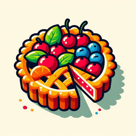 Cake with berries. Vector illustration of a cake with berries.のイラスト素材