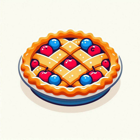 Vector illustration of a pie with berries on a white background. EPS 10のイラスト素材