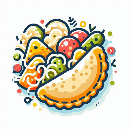 Mexican food vector illustration. Traditional mexican food illustration.のイラスト素材