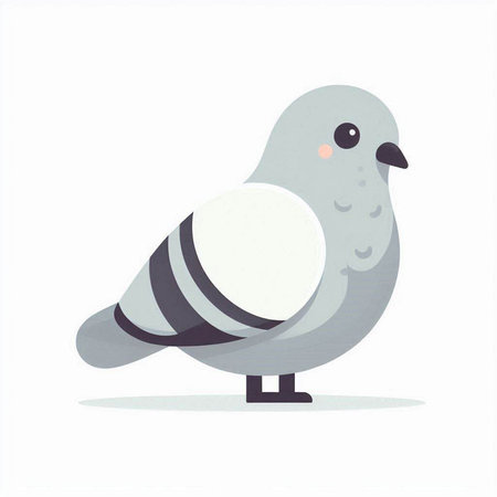 Pigeon isolated on a white background. Vector illustration in cartoon style.のイラスト素材