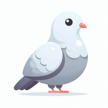Pigeon on a white background. Vector illustration in cartoon style.のイラスト素材
