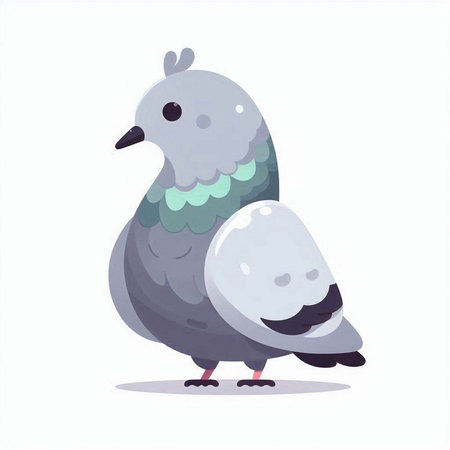 Pigeon isolated on white background. Vector illustration in flat style.のイラスト素材