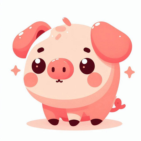 Cute cartoon pig. Vector illustration isolated on a white background.のイラスト素材
