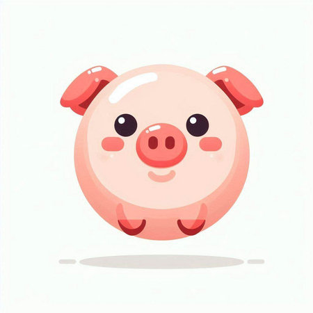 Cute cartoon pig on white background. Vector illustration of a piggy.のイラスト素材