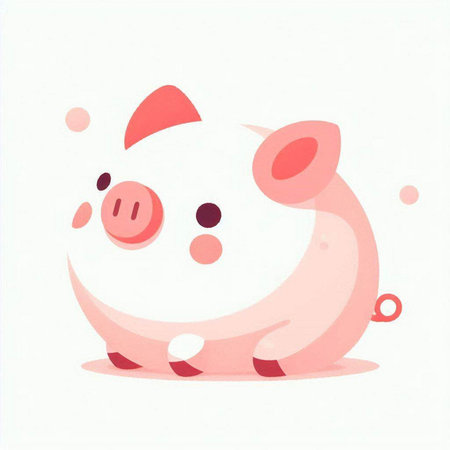 Illustration of a cute pink piggy on a white background.のイラスト素材