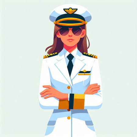 Sailor woman in uniform. Vector illustration in cartoon style.のイラスト素材