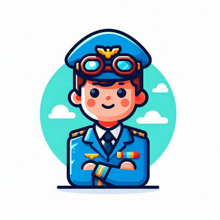 Vector illustration of boy in pilot costume. Cute cartoon character.のイラスト素材