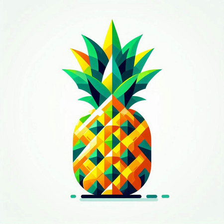 Pineapple fruit with colorful geometric background. Vector illustration for your design.のイラスト素材