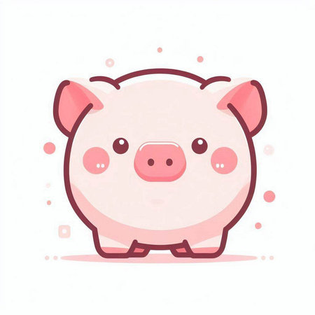 Cute piggy bank vector illustration. Cute piggy bank cartoon character.のイラスト素材