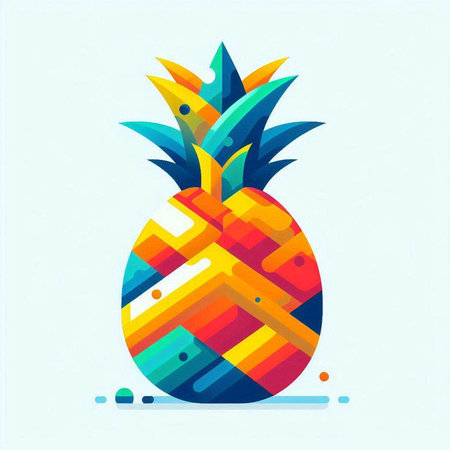 Pineapple fruit with colorful stripes. Vector illustration in flat style.のイラスト素材