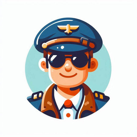 Policeman in a cap and sunglasses. Flat vector illustration.のイラスト素材