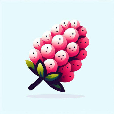vector illustration of a bunch of pink berries on a light blue backgroundのイラスト素材