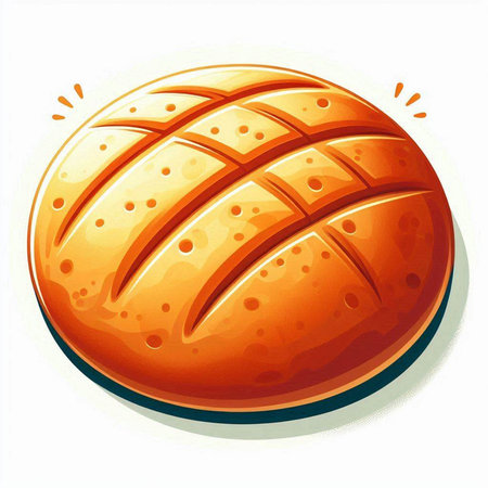 Illustration of a round bread on a white background, vector illustrationのイラスト素材