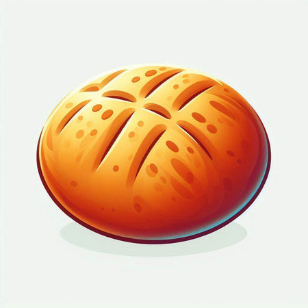Illustration of a freshly baked loaf of bread on a white backgroundのイラスト素材