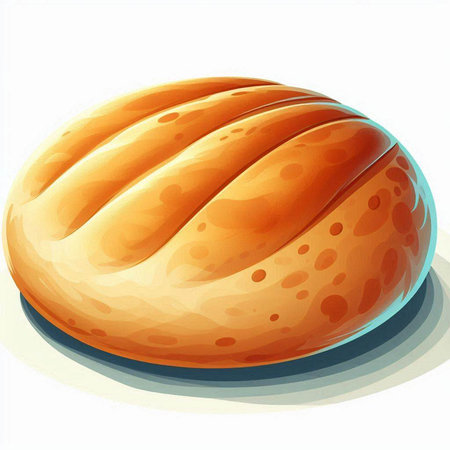 Illustration of a round loaf of bread on a white background.のイラスト素材