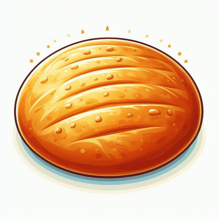 Illustration of a round loaf of bread on a white background.のイラスト素材