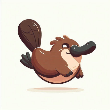 Cute cartoon beaver. Vector illustration isolated on white background.のイラスト素材