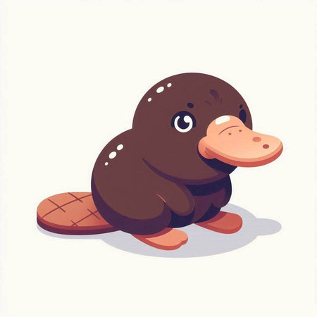 Cute cartoon duck. Vector illustration isolated on a white background.のイラスト素材
