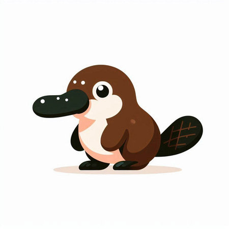 Cute cartoon platypus isolated on white background. Vector illustration.のイラスト素材