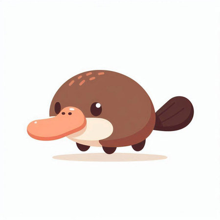 Cute cartoon platypus isolated on white background. Vector illustration.のイラスト素材