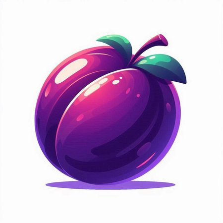 Plum isolated on white background. Vector illustration. Eps 10.のイラスト素材