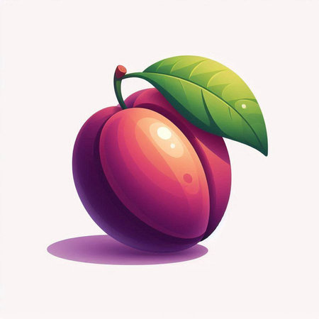 Illustration of a ripe plum on a white background, vector illustrationのイラスト素材