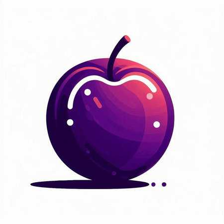 Purple plum icon. Vector illustration. Isolated on white background.のイラスト素材