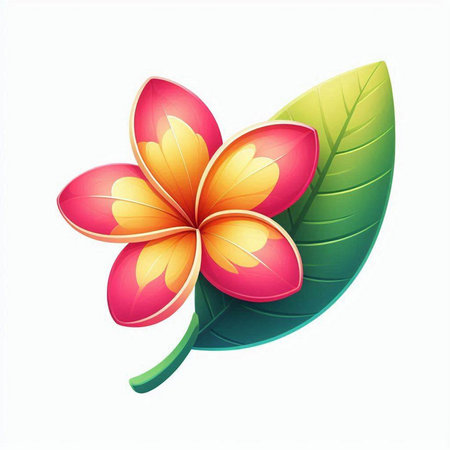 Illustration of frangipani flowers on white background - vectorのイラスト素材