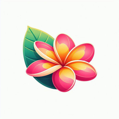 frangipani flower isolated on white background. vector illustration.のイラスト素材