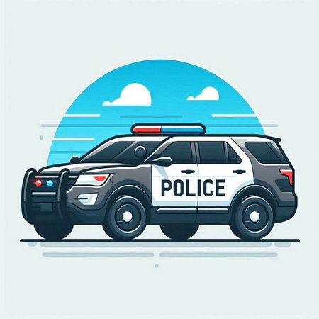 Police car. Vector illustration in flat design style. Police car.のイラスト素材
