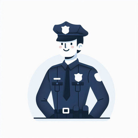 Policeman. Police officer. Vector illustration in flat style.のイラスト素材