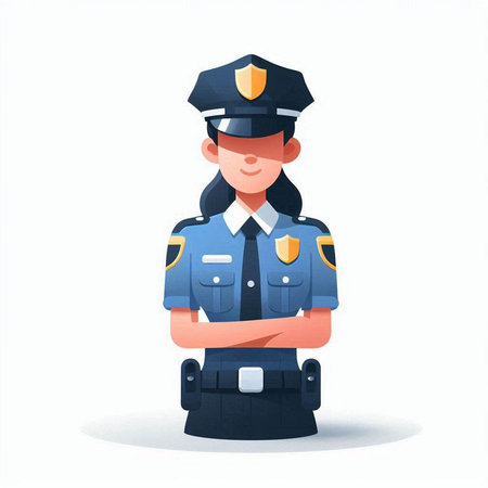 Policewoman in uniform. Vector illustration in cartoon style.のイラスト素材