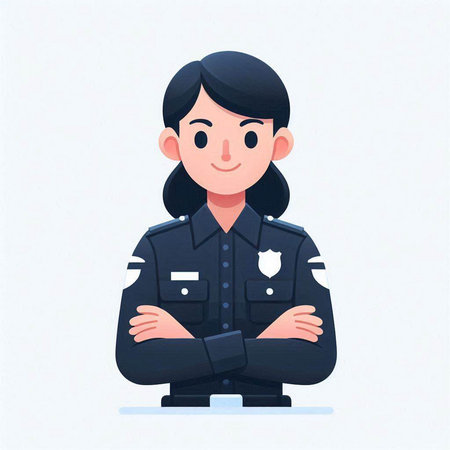 Policewoman in uniform. Vector illustration in cartoon style.のイラスト素材