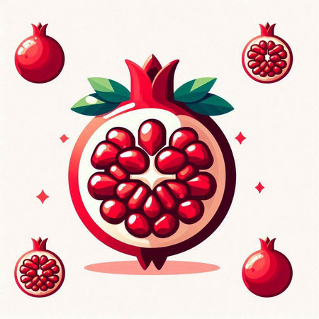 Pomegranate fruit vector illustration. Pomegranate icon.のイラスト素材