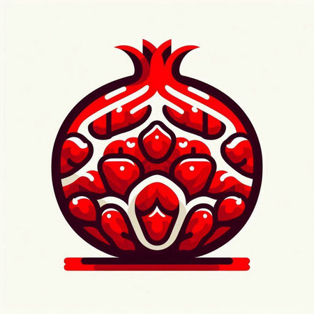 Pomegranate fruit in the form of a heart. Vector illustration.のイラスト素材